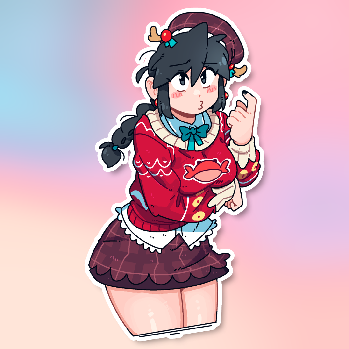 CHRISTMAS CRAB LUCIA STICKER!