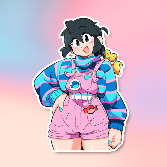 LUCIA PINK OVERALLS STICKER!