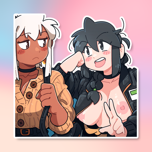 TONGUE OUT, PEACE SIGN UP STICKER!